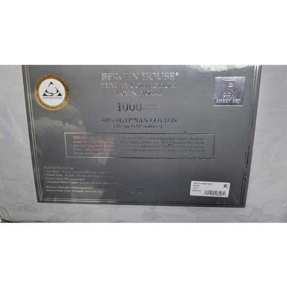 AQ Textiles Bergen House Floral Vine 1000 Thread Count 4-Pc. Sheet Set, Full - Picture 3 of 4